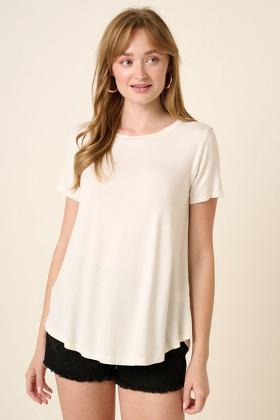 Bamboo Scoop Neck Top - Ivory