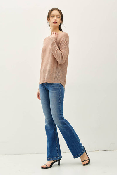 LIGHTWEIGHT DROP SHOULDER PULLOVER RIB KNIT