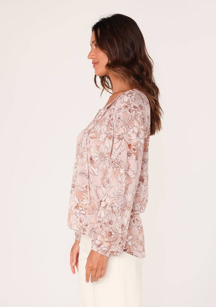 Floral Long Sleeve Blouse - Rose