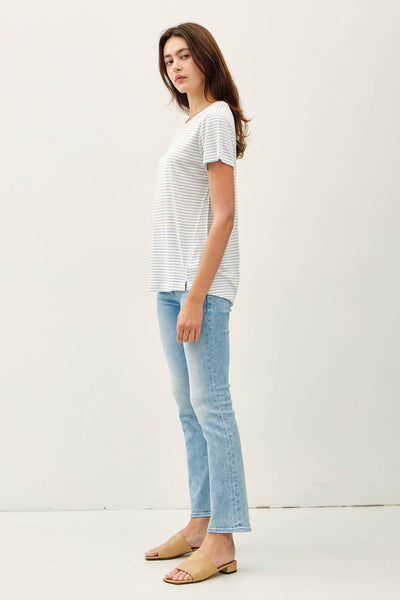 SHORT SLEEVE ROUND NECK STRIPED RELAXED TEE