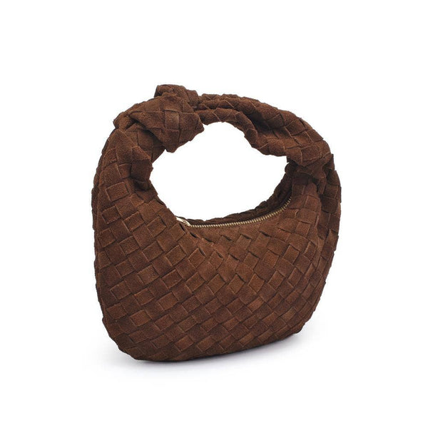 Autumn Woven Genuine Suede Leather Clutch - Chocolate