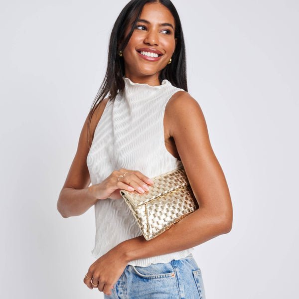 Priscilla Woven Clutch - Gold