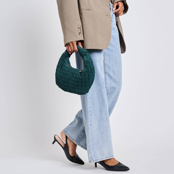 Autumn Woven Genuine Suede Leather Clutch - Chocolate