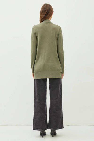 Knit Open Front Cardigan - Olive