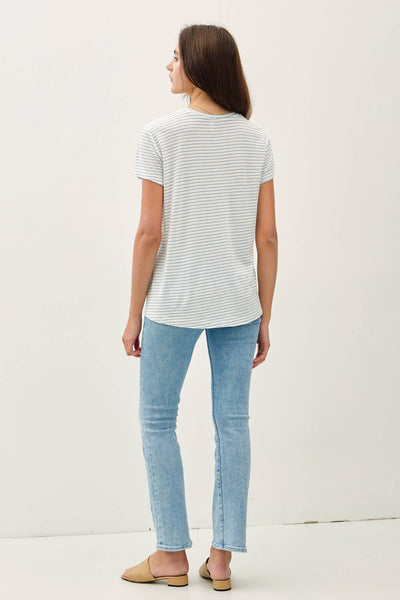 SHORT SLEEVE ROUND NECK STRIPED RELAXED TEE