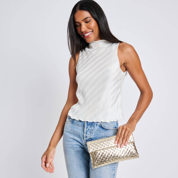 Priscilla Woven Clutch - Gold