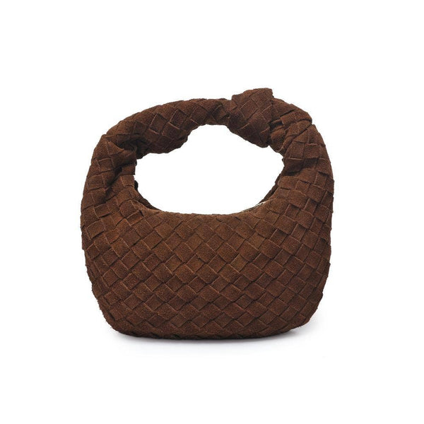 Autumn Woven Genuine Suede Leather Clutch - Chocolate