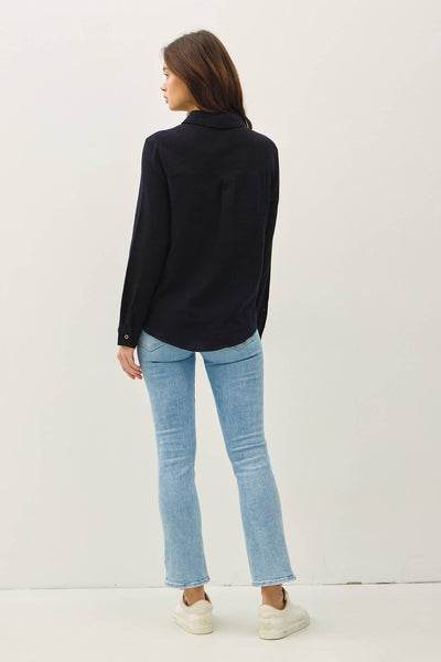 COTTON GAUZE LONG SLEEVE BUTTON UP SHIRT
