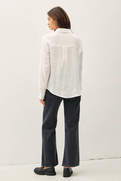 COTTON GAUZE LONG SLEEVE BUTTON UP SHIRT