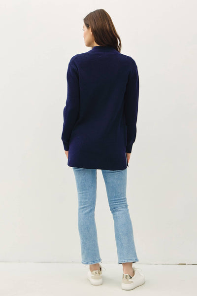 RIBBED BASIC OPEN CARDIGAN WITH POCKETS