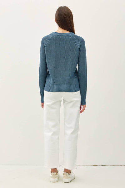 Crochet Crew Neck Sweater - Teal