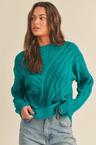 Cable Knit Sweater - Aquamarine