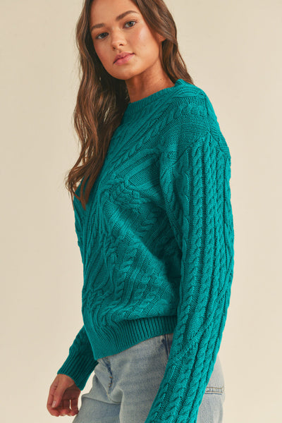 Cable Knit Sweater - Aquamarine