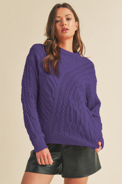 Cable Knit Sweater - Violet