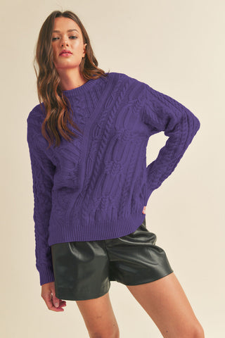 Cable Knit Sweater - Violet