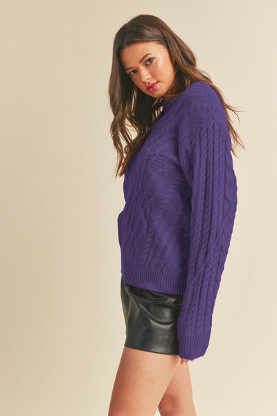 Cable Knit Sweater - Violet