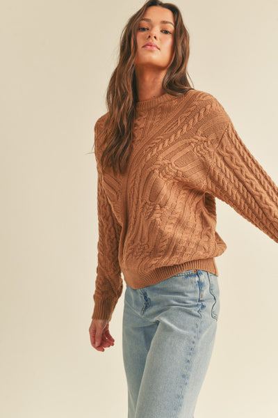 Cable Knit Sweater - Hazelnut