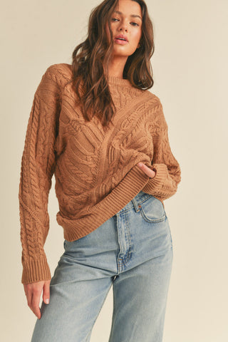 Cable Knit Sweater - Hazelnut