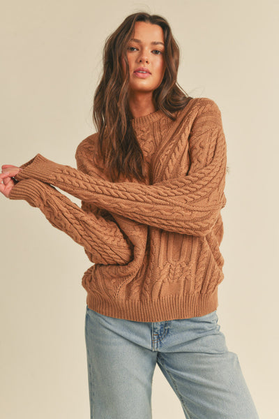 Cable Knit Sweater - Hazelnut