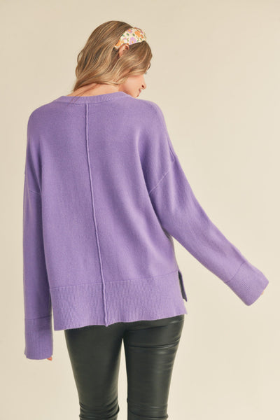 Essential Split Hem Sweater - Iris