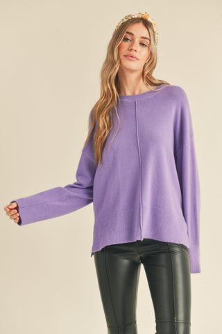 Essential Split Hem Sweater - Iris