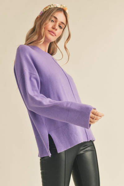 Essential Split Hem Sweater - Iris