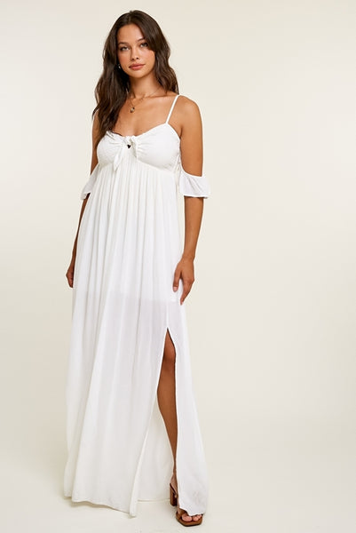 Flutter Sleeve Maxi Dress - White