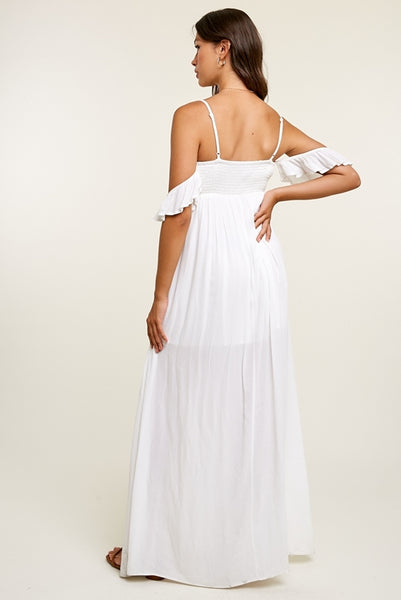 Flutter Sleeve Maxi Dress - White