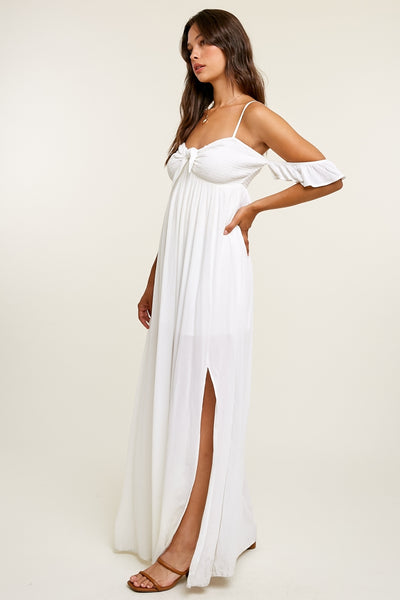 Flutter Sleeve Maxi Dress - White