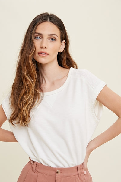 Drop Shoulder Knit Top - Ivory