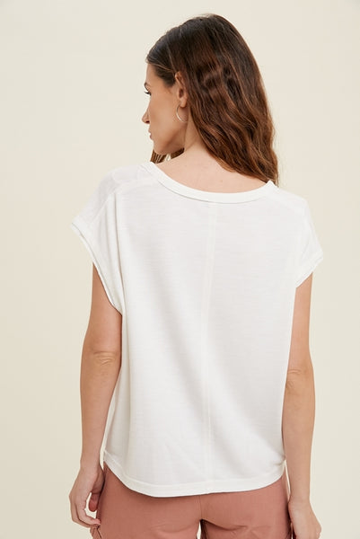 Drop Shoulder Knit Top - Ivory