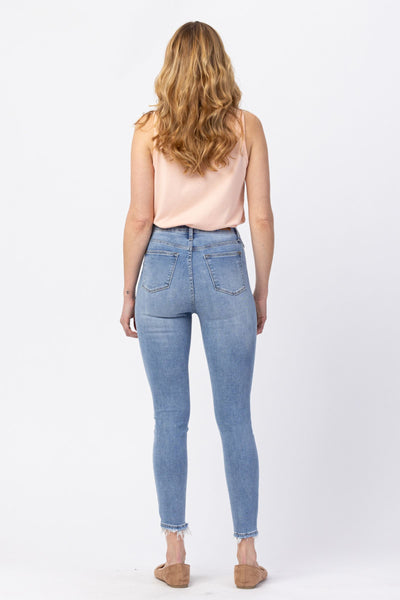 Hi-Rise Button Fly Skinny Jeans