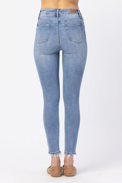 Hi-Rise Button Fly Skinny Jeans