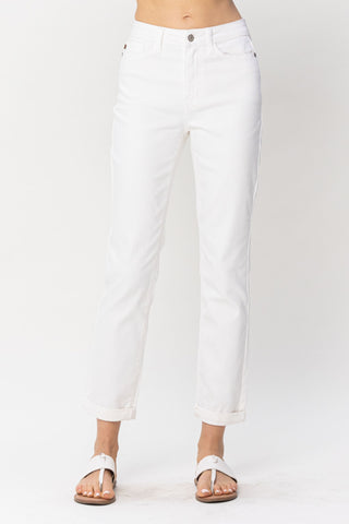 Hi-Waist Boyfriend Jeans - White
