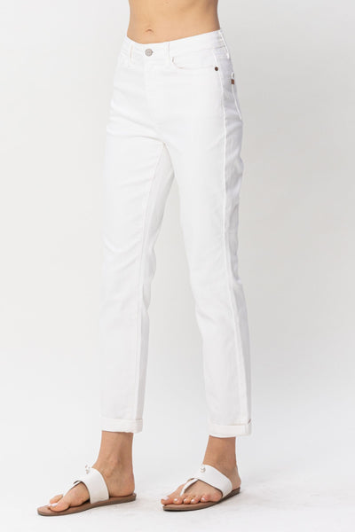 Hi-Waist Boyfriend Jeans - White