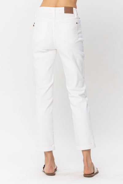Hi-Waist Boyfriend Jeans - White