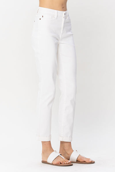 Hi-Waist Boyfriend Jeans - White
