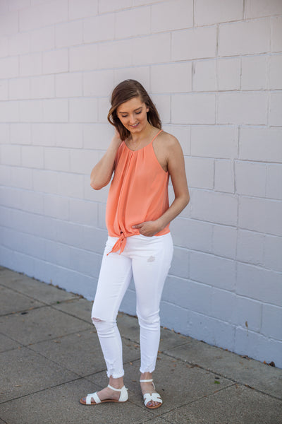 Frankie Pleat Front Tank - Papaya