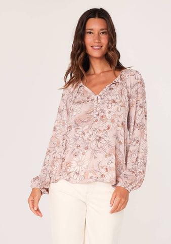 Floral Long Sleeve Blouse - Rose