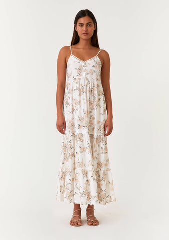 Floral Tiered Maxi Dress - Ivory