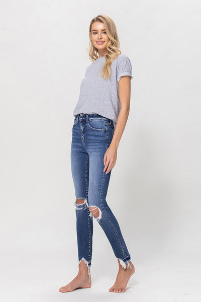 High Rise Distressed Ankle Skinny