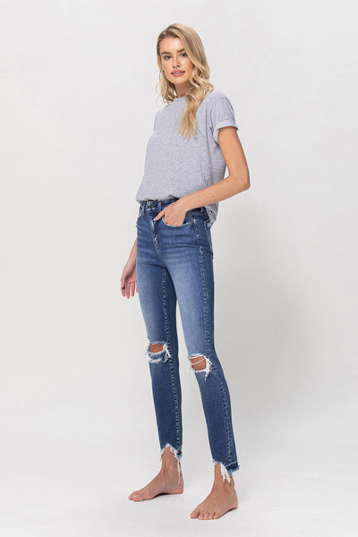 High Rise Distressed Ankle Skinny