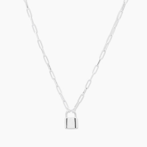 Kara Padlock Charm Necklace - Silver