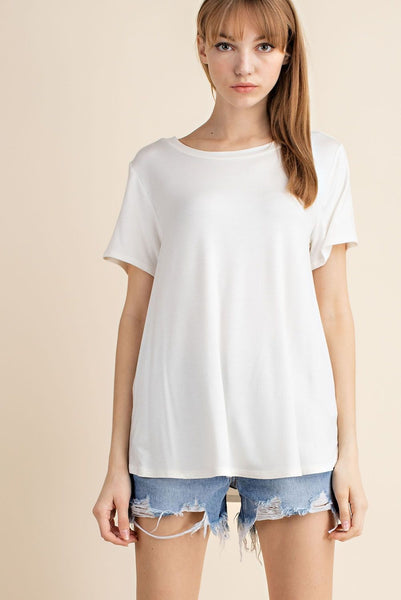 Bamboo Round Neck Basic Tee - Ivory