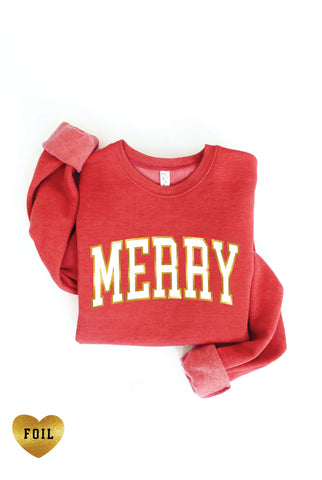 Merry Foil Graphic Sweatshirt - Heather Red