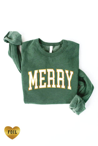 Merry Foil Graphic Sweatshirt - Heather Green