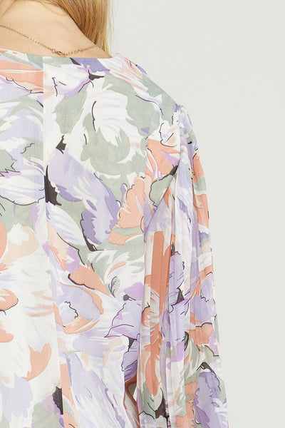 Zay Floral Pleat Top - Lavender Sage