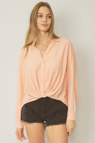 Button Down Blouse - Peach