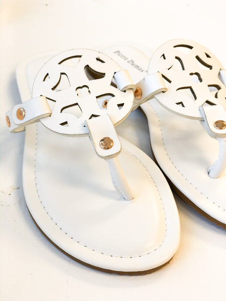 Medallion Miller Sandal - White
