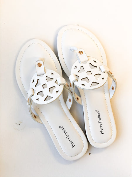 Medallion Miller Sandal - White